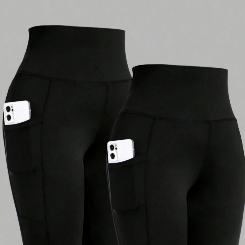 High-Waisted Black Leggings with Pockets
